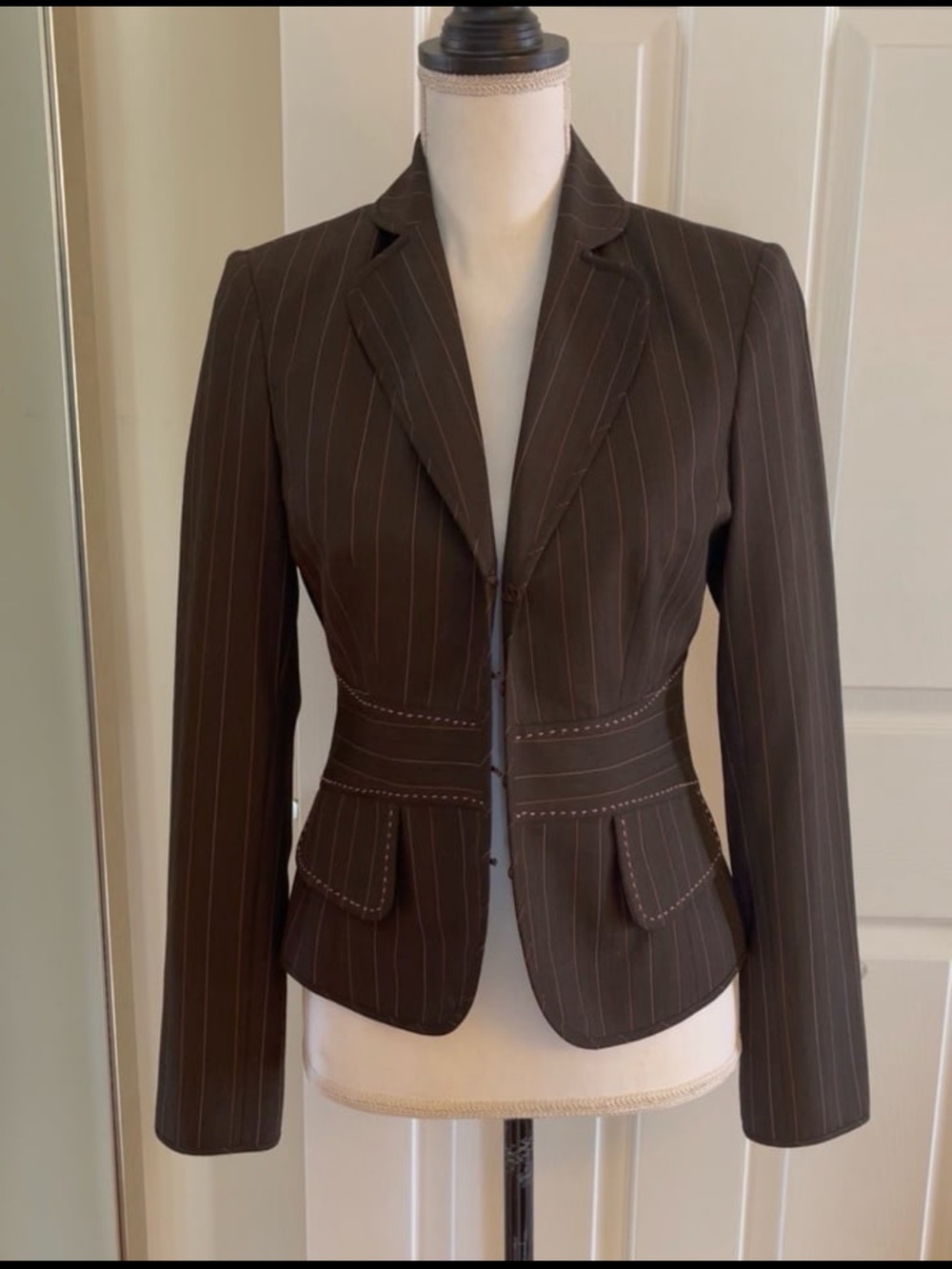 The Limited Tailored Brown Pinstripe Blazer